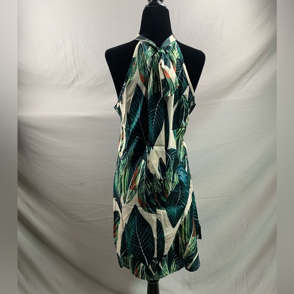 Tropical Print Tie Back Halter Dress - Picture 11 of 12